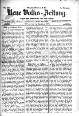 Neue Volks-Zeitung Freitag 16. November 1877