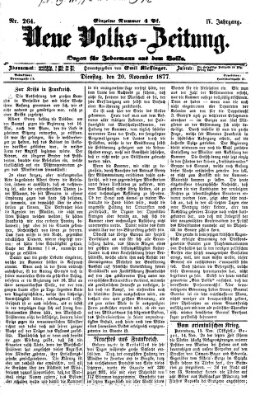 Neue Volks-Zeitung Dienstag 20. November 1877