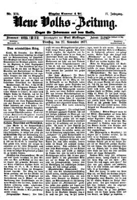 Neue Volks-Zeitung Dienstag 27. November 1877