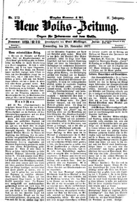 Neue Volks-Zeitung Donnerstag 29. November 1877