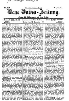 Neue Volks-Zeitung Freitag 14. Dezember 1877