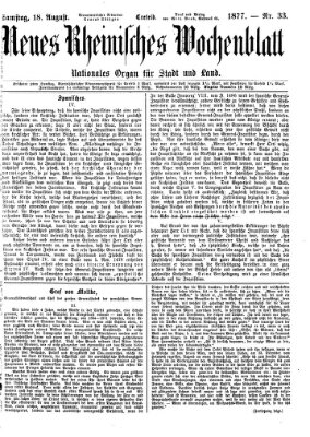 Neues rheinisches Wochenblatt Samstag 18. August 1877