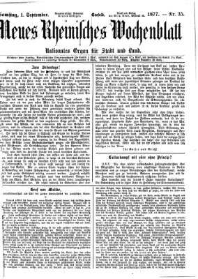 Neues rheinisches Wochenblatt Samstag 1. September 1877