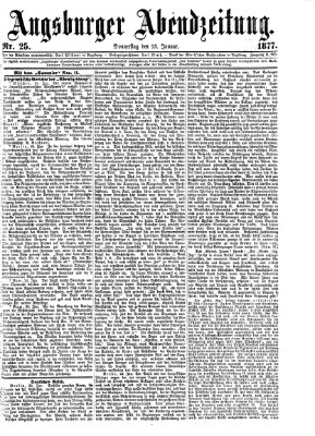 Augsburger Abendzeitung Donnerstag 25. Januar 1877