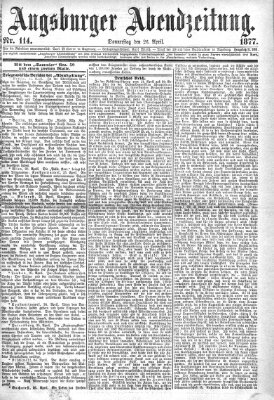 Augsburger Abendzeitung Donnerstag 26. April 1877