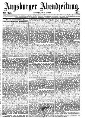 Augsburger Abendzeitung Donnerstag 4. Oktober 1877