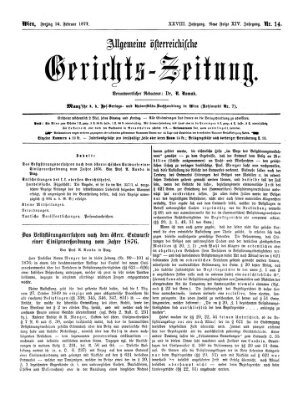 Allgemeine österreichische Gerichts-Zeitung Freitag 16. Februar 1877