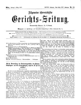 Allgemeine österreichische Gerichts-Zeitung Freitag 2. März 1877