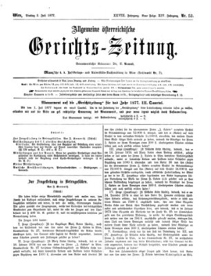 Allgemeine österreichische Gerichts-Zeitung Dienstag 3. Juli 1877