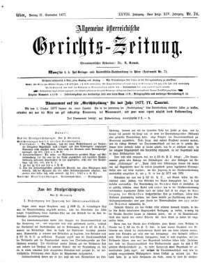 Allgemeine österreichische Gerichts-Zeitung Freitag 21. September 1877