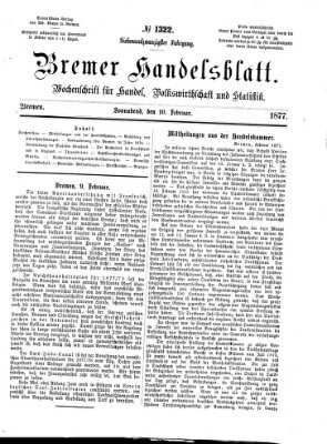 Bremer Handelsblatt Samstag 10. Februar 1877