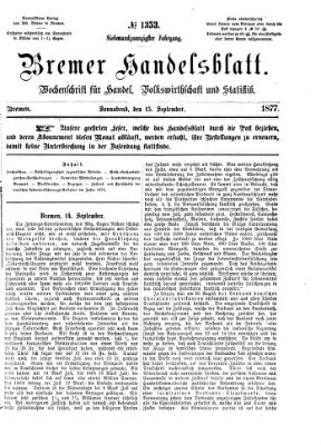 Bremer Handelsblatt Samstag 15. September 1877