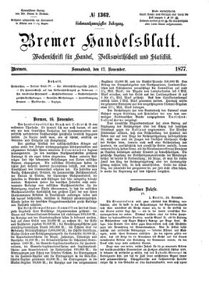 Bremer Handelsblatt Samstag 17. November 1877