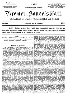 Bremer Handelsblatt Samstag 8. Dezember 1877