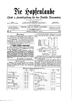 Die Hopfenlaube (Fach- und Handelszeitung für das deutsche Brauwesen) Donnerstag 1. Februar 1877
