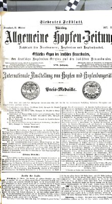 Allgemeine Hopfen-Zeitung Samstag 13. Oktober 1877