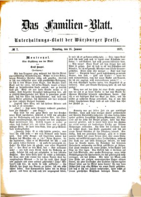 Das Familienblatt (Würzburger Presse) Dienstag 16. Januar 1877