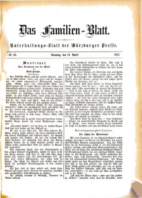 Das Familienblatt (Würzburger Presse) Sonntag 15. April 1877
