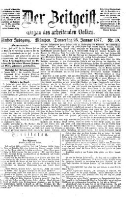 Der Zeitgeist Donnerstag 25. Januar 1877