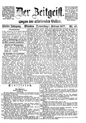 Der Zeitgeist Donnerstag 1. Februar 1877