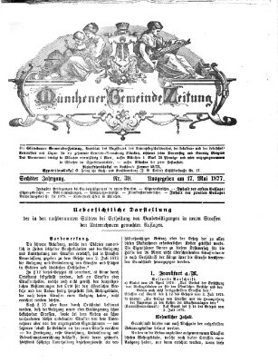 Münchener Gemeinde-Zeitung Donnerstag 17. Mai 1877