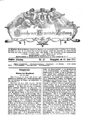 Münchener Gemeinde-Zeitung Donnerstag 14. Juni 1877