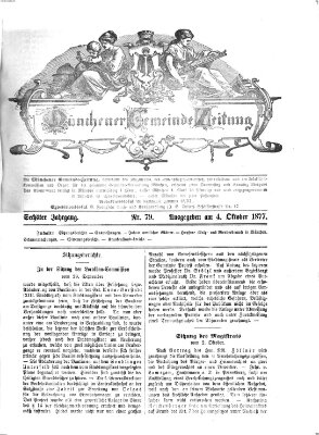 Münchener Gemeinde-Zeitung Donnerstag 4. Oktober 1877