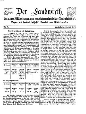 Der Landwirt (Ansbacher Morgenblatt) Samstag 28. Juli 1877