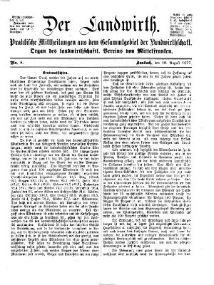 Der Landwirt (Ansbacher Morgenblatt) Samstag 18. August 1877