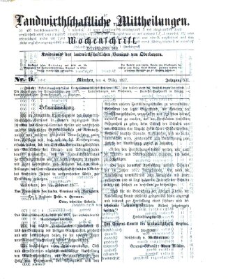 Landwirthschaftliche Mittheilungen Sonntag 4. März 1877