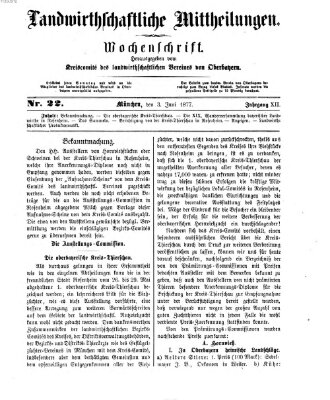 Landwirthschaftliche Mittheilungen Sonntag 3. Juni 1877