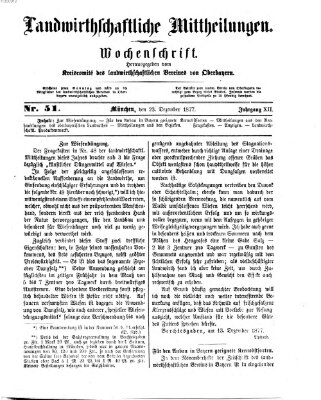 Landwirthschaftliche Mittheilungen Sonntag 23. Dezember 1877