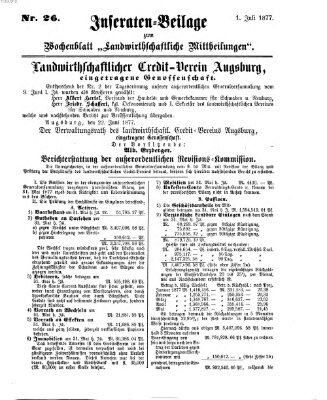 Landwirthschaftliche Mittheilungen Sonntag 1. Juli 1877