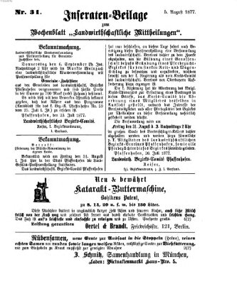 Landwirthschaftliche Mittheilungen Sonntag 5. August 1877