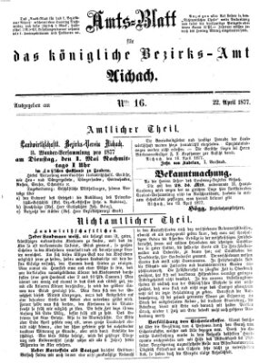 Amtsblatt für das Bezirksamt und Amtsgericht Aichach Sonntag 22. April 1877
