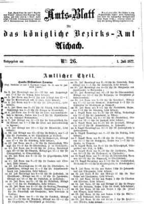 Amtsblatt für das Bezirksamt und Amtsgericht Aichach Sonntag 1. Juli 1877