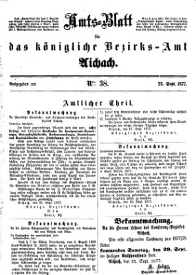 Amtsblatt für das Bezirksamt und Amtsgericht Aichach Sonntag 23. September 1877