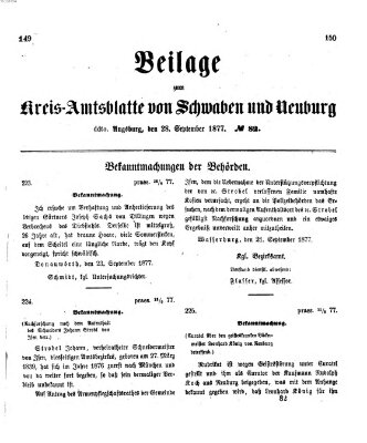 Königlich Bayerisches Kreis-Amtsblatt von Schwaben und Neuburg Freitag 28. September 1877