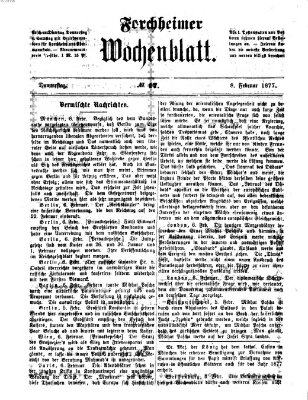 Amtsblatt für die Königlichen Bezirksämter Forchheim und Ebermannstadt sowie für die Königliche Stadt Forchheim Donnerstag 8. Februar 1877
