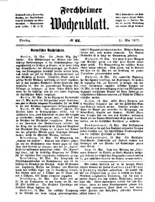 Amtsblatt für die Königlichen Bezirksämter Forchheim und Ebermannstadt sowie für die Königliche Stadt Forchheim Dienstag 22. Mai 1877