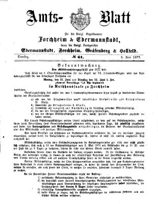 Amtsblatt für die Königlichen Bezirksämter Forchheim und Ebermannstadt sowie für die Königliche Stadt Forchheim Dienstag 5. Juni 1877