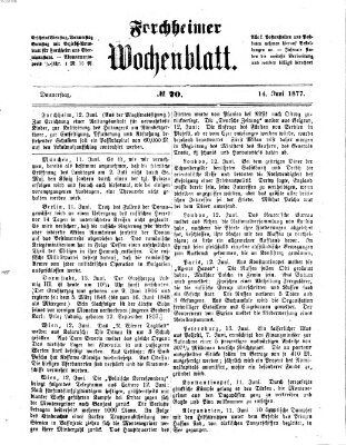 Amtsblatt für die Königlichen Bezirksämter Forchheim und Ebermannstadt sowie für die Königliche Stadt Forchheim Donnerstag 14. Juni 1877