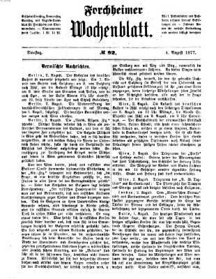 Amtsblatt für die Königlichen Bezirksämter Forchheim und Ebermannstadt sowie für die Königliche Stadt Forchheim Samstag 4. August 1877
