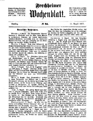 Amtsblatt für die Königlichen Bezirksämter Forchheim und Ebermannstadt sowie für die Königliche Stadt Forchheim Samstag 11. August 1877