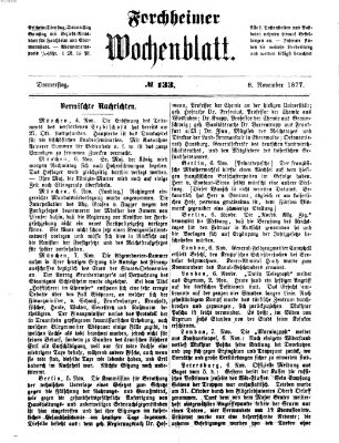 Amtsblatt für die Königlichen Bezirksämter Forchheim und Ebermannstadt sowie für die Königliche Stadt Forchheim Donnerstag 8. November 1877