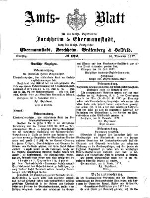Amtsblatt für die Königlichen Bezirksämter Forchheim und Ebermannstadt sowie für die Königliche Stadt Forchheim Samstag 10. November 1877