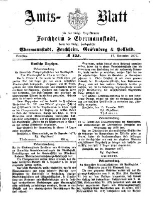 Amtsblatt für die Königlichen Bezirksämter Forchheim und Ebermannstadt sowie für die Königliche Stadt Forchheim Samstag 17. November 1877