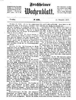 Amtsblatt für die Königlichen Bezirksämter Forchheim und Ebermannstadt sowie für die Königliche Stadt Forchheim Samstag 17. November 1877