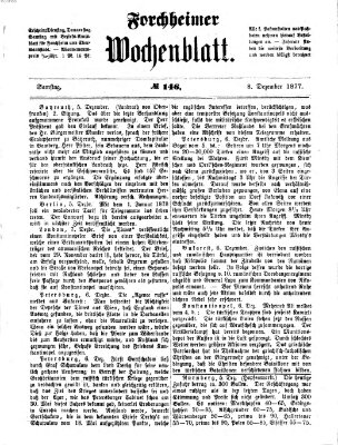 Amtsblatt für die Königlichen Bezirksämter Forchheim und Ebermannstadt sowie für die Königliche Stadt Forchheim Samstag 8. Dezember 1877