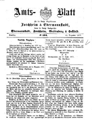 Amtsblatt für die Königlichen Bezirksämter Forchheim und Ebermannstadt sowie für die Königliche Stadt Forchheim Samstag 15. Dezember 1877